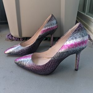 Vince Camuto Harty Striped Metal Snake Heels